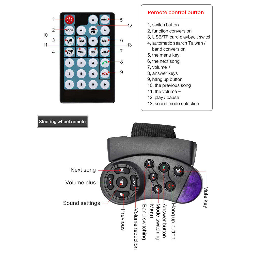 Rádio automotivo duplo 7 polegadas estéreo Bluetooth USB TF FM AUX MP5 player com câmera