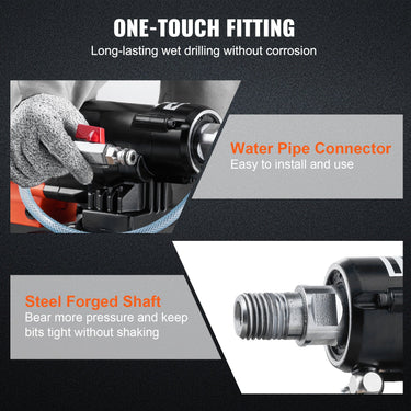 Máquina de Perfuração de Núcleo Diamantada 3200W para Perfuração a Seco e Húmido, 0-750 RPM, Capacidade de 20 cm, com Base Magnética