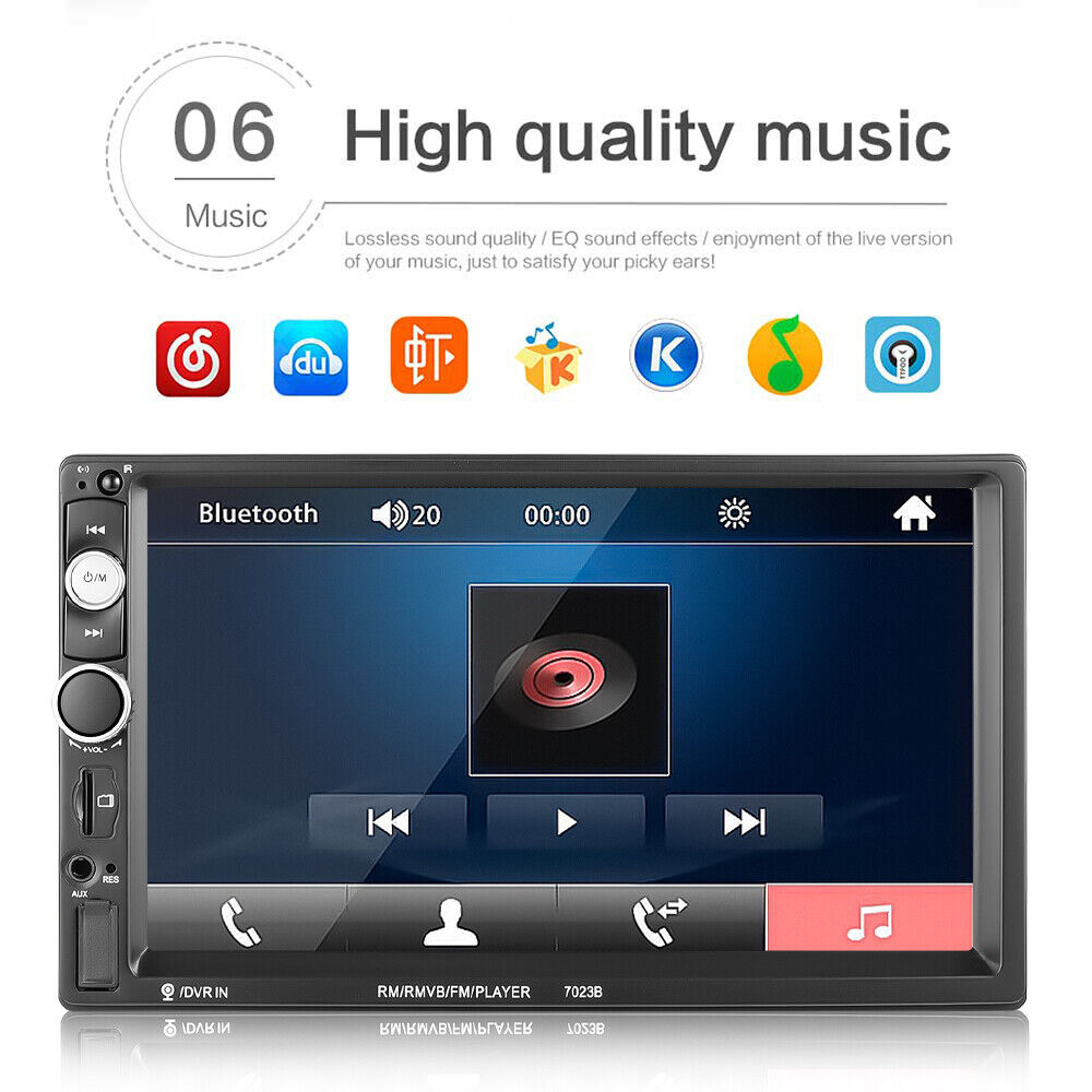 Rádio automotivo duplo 7 polegadas estéreo Bluetooth USB TF FM AUX MP5 player com câmera