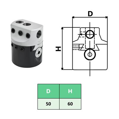 Cabeça de mandrilar 50 mm com cone MT3 para fresagem