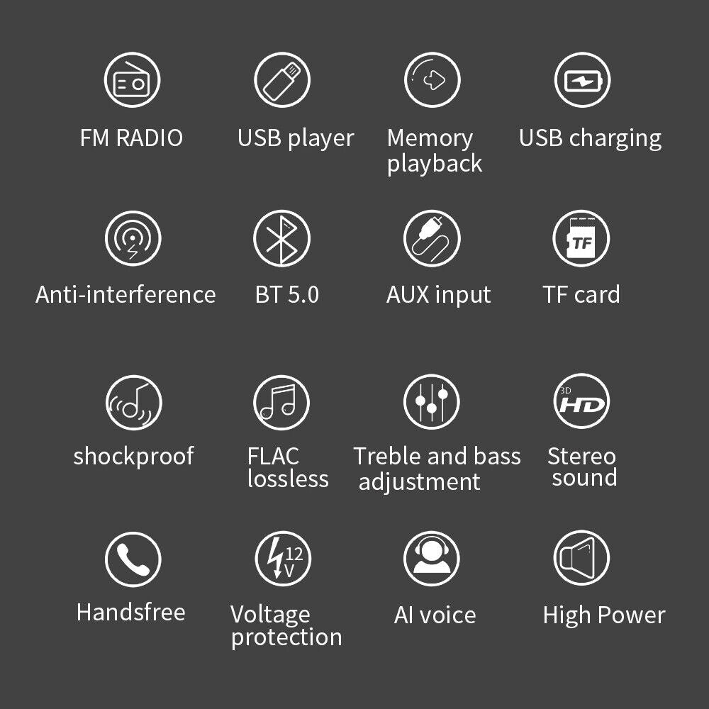 Rádio para automóvel com Bluetooth FM mãos-livres USB TF AUX MP3 1 DIN Player