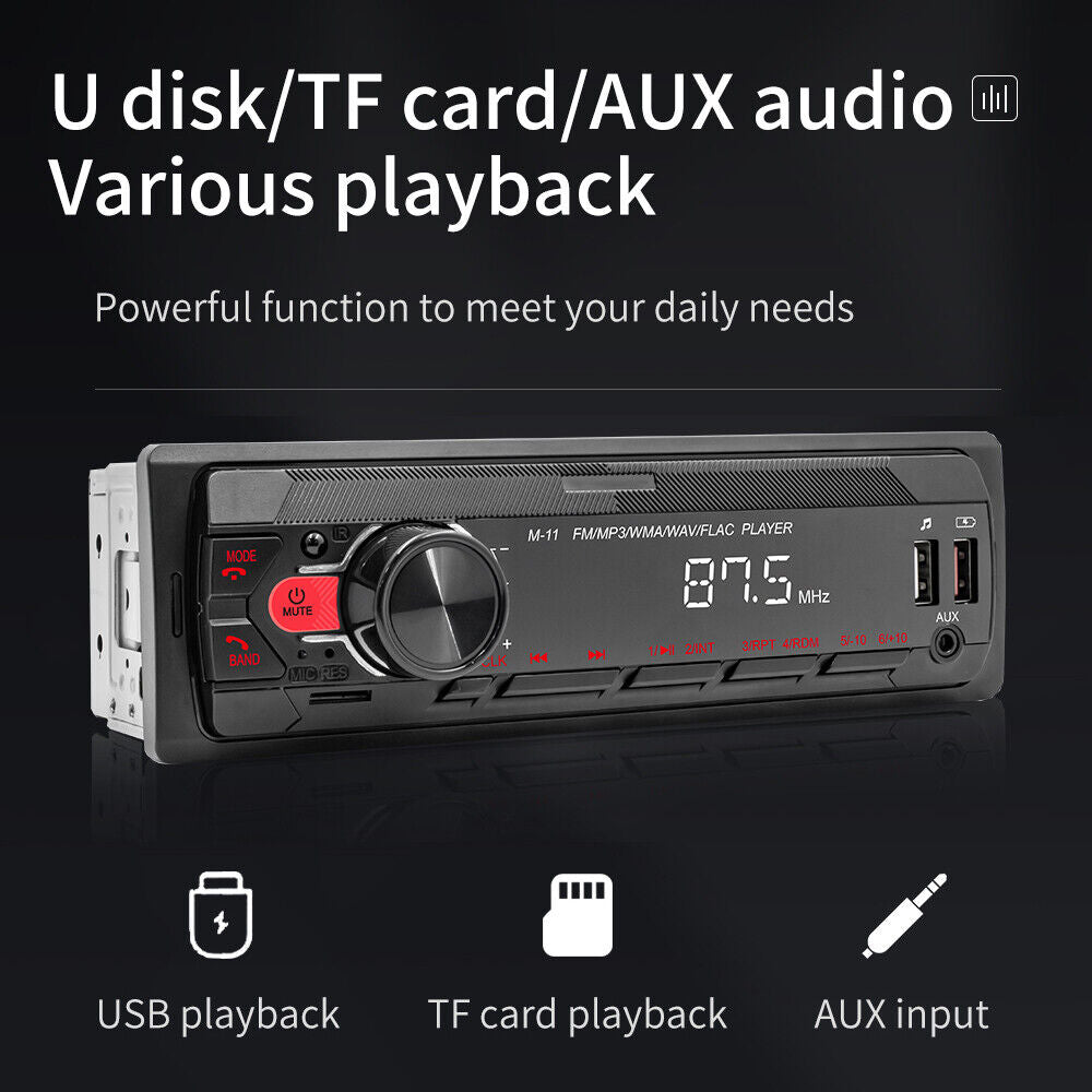 Rádio para automóvel com Bluetooth FM mãos-livres USB TF AUX MP3 1 DIN Player