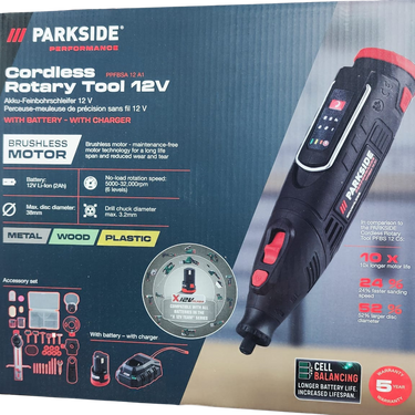 Conjunto esmerilhadeira fina sem fio PARKSIDE PERFORMANCE 12 V »PPFBSA 12 A1«, com bateria e carregador B-ware