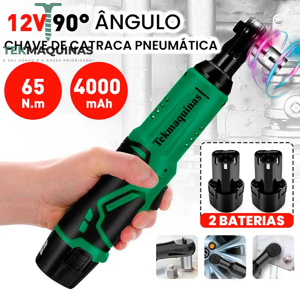 Chave De Roquete Elétrica 12V + 2 Baterias