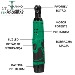 Chave De Roquete Elétrica 12V + 2 Baterias