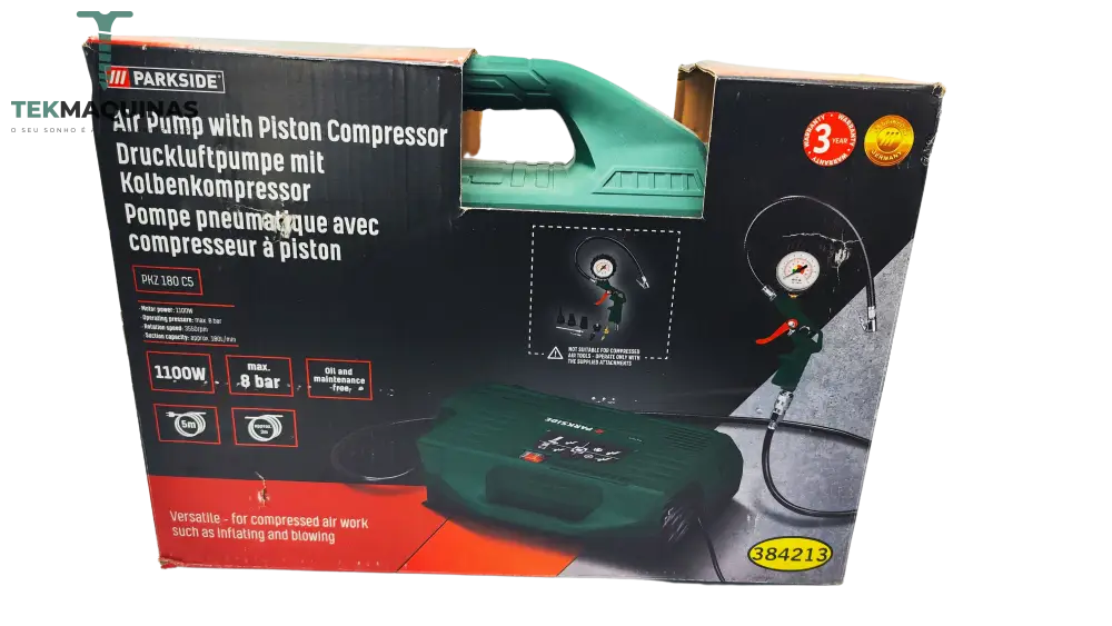 Compressor Parkside® Pkz 180 1100 Watts Com Motor Elétrico Portátil B-Ware