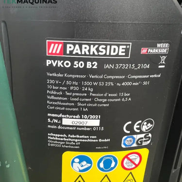 Compressor Vertical Parkside® »Pvko 50 B2« 10 Bar Volume Do Tanque De L B-Ware