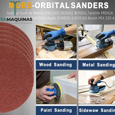 Conjunto De Lixas Redondas 125Mm Sem Buraco Para Vários Tipos Maquinas 70Peças