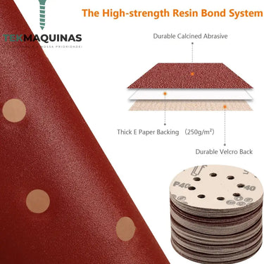 Conjunto De Lixas Velcro Para Lixadeiras 125Mm 100Peças