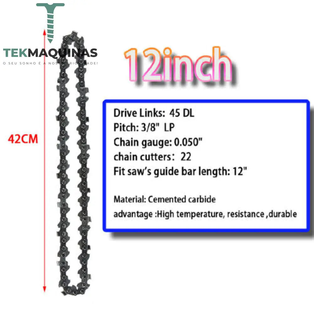 Corrente De Substituição Corrente Serra 4/6/8/12/16/18 Polegadas Para Motosserras E Sem Fio 12