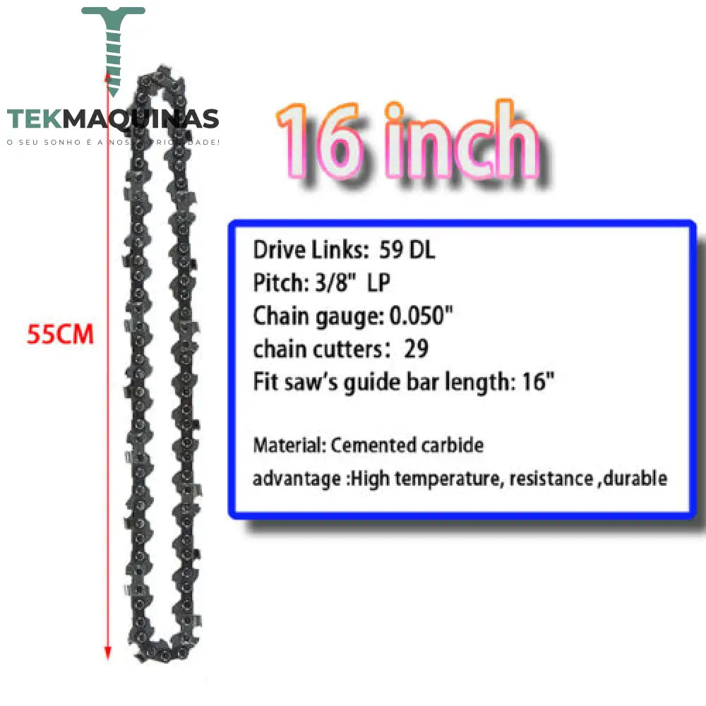 Corrente De Substituição Corrente Serra 4/6/8/12/16/18 Polegadas Para Motosserras E Sem Fio 16