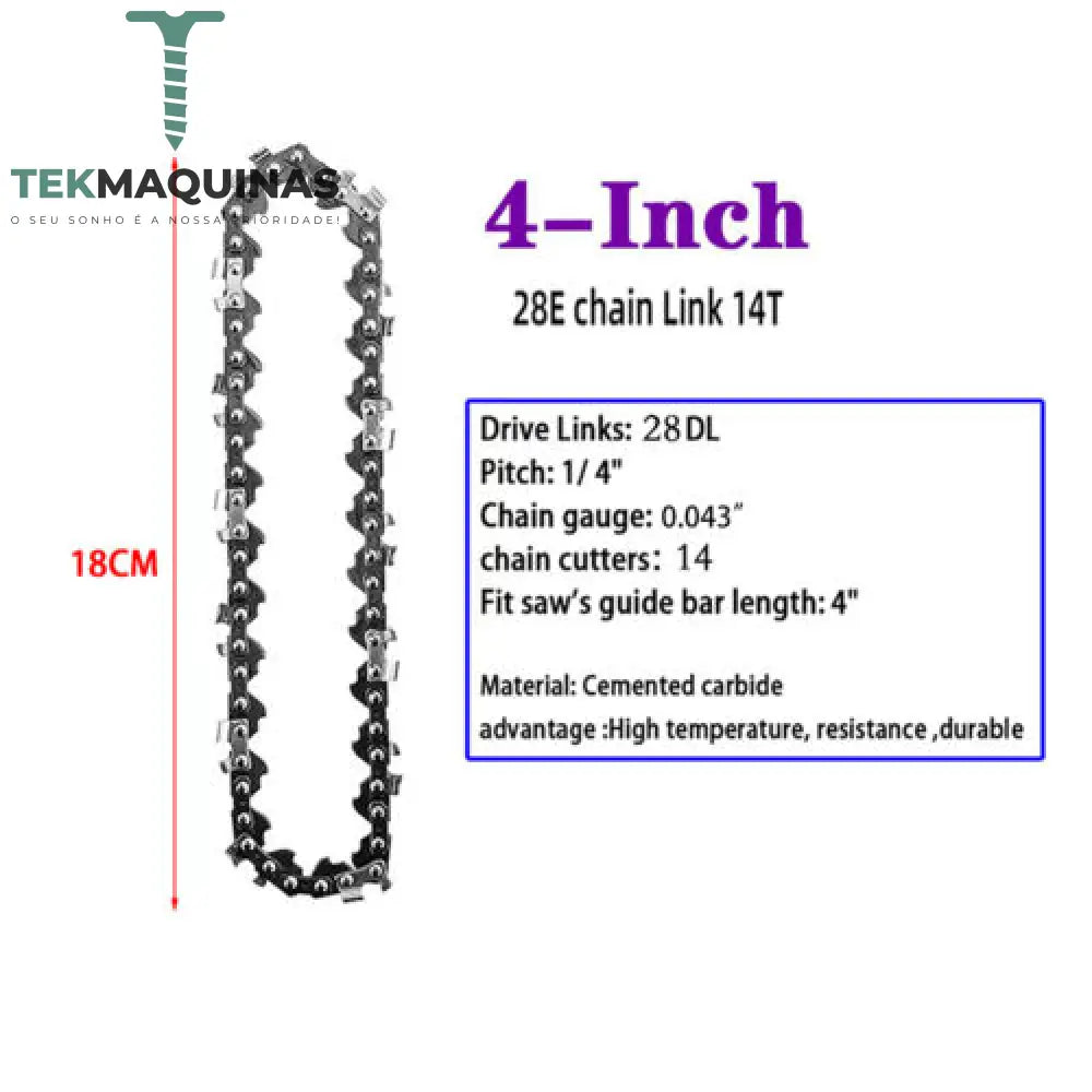 Corrente De Substituição Corrente Serra 4/6/8/12/16/18 Polegadas Para Motosserras E Sem Fio 4