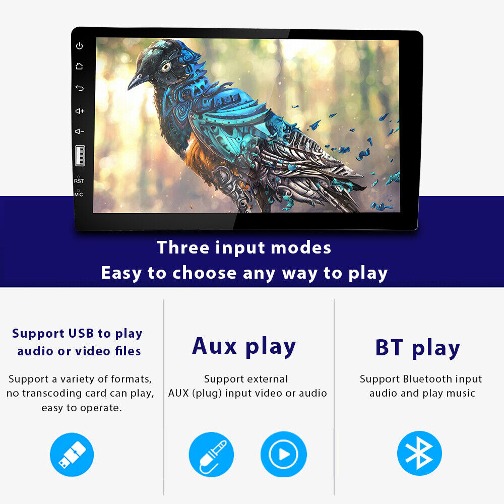 Auto-rádio 1 DIN com Bluetooth 9 polegadas HD touchscreen USB FM para Android/iOS + MIC