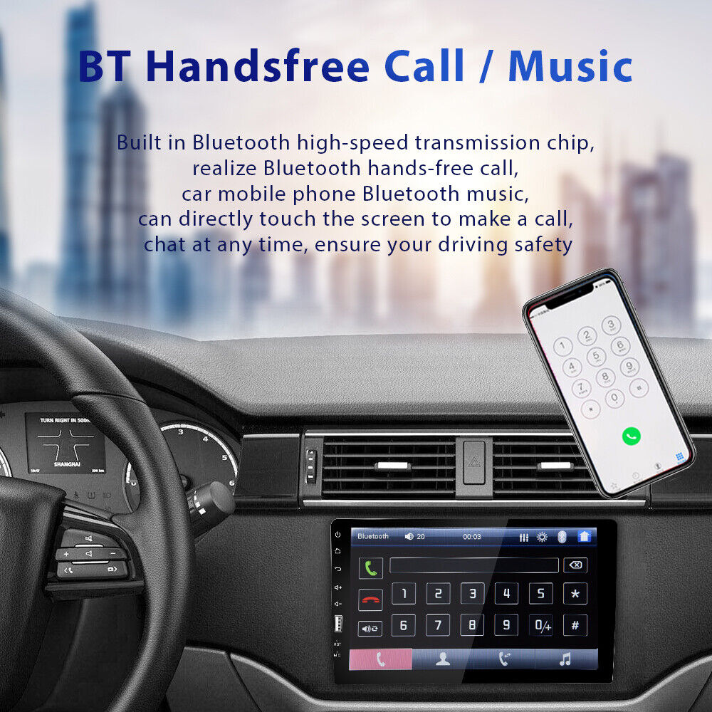 Auto-rádio 1 DIN com Bluetooth 9 polegadas HD touchscreen USB FM para Android/iOS + MIC