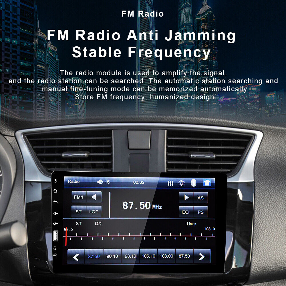 Auto-rádio 1 DIN com Bluetooth 9 polegadas HD touchscreen USB FM para Android/iOS + MIC