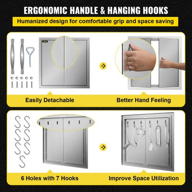 Portas para churrasco Portas de armário de 24 x 24 polegadas, porta de lareira, vertical com portas duplas, porta de limpeza
