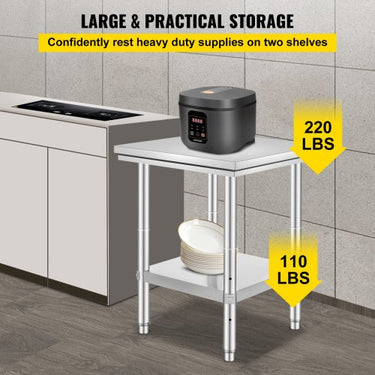 Mesa de trabalho em aço inoxidável 60 cm x 60 cm preparação de alimentos para preparação de refeições