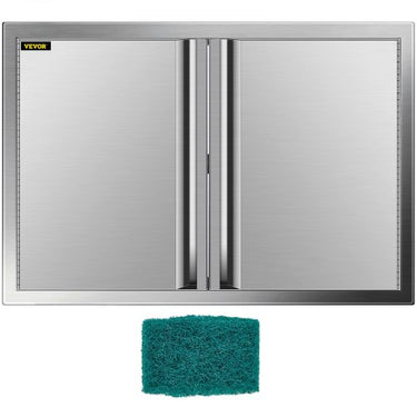 Porta de Lareira em Aço Inoxidável 76x53cm - Dupla, Vertical, Ideal para Churrasqueiras