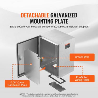 Gabinete Elétrico em Aço Inoxidável  24x20x8 Polegadas, IP66