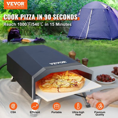 Forno de pizza portátil ao ar livre 330 mm, forno de pizza a gás, forno de pizza de aço inoxidável, válvula de redução máxima de 540 ℃