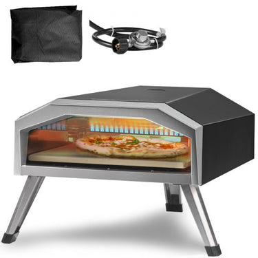 Forno de pizza portátil ao ar livre 330 mm, forno de pizza a gás, forno de pizza de aço inoxidável, válvula de redução máxima de 540 ℃