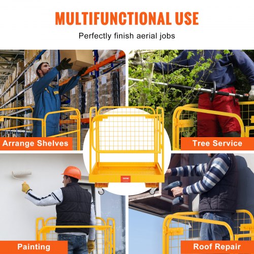 Plataforma de trabalho Cesta de trabalho de 92x92cm feita de cesta de segurança Q235B Capacidade máxima de carga de até 544kg plataforma de empilhadei