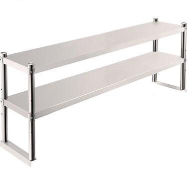 Prateleira superior dupla de aço inoxidável de 2 camadas 12' x 36' para mesa de preparação