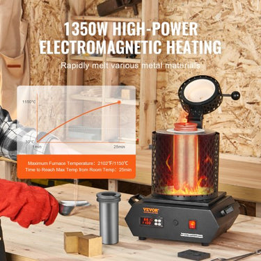 Cadinho elétrico do forno de fusão digital do forno de fusão de ouro 1350W