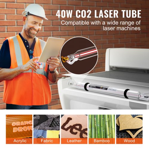 Tubo laser CO2 Tubo laser CO2 40 W, tubo laser profissional 720 mm de comprimento Tubo laser CO2 Tubo laser de vidro CO2 para corte a laser