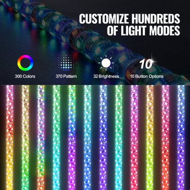 Conjunto de Luz de Chicote LED RGB 360° - 914.4mm, Controle Remoto e APP, para ATVs e UTVs