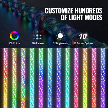 Luz de Chicote LED com Controle via APP - 48', RGB 360°, Resistente à Água, com 4 Bandeiras