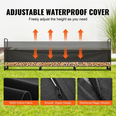 Estante para Lenha , 386x36x117 cm, Aço com Capa Impermeável