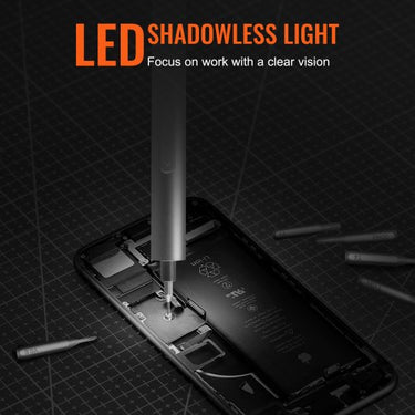 Kit de Chave de Fenda Elétrica  24 Peças: Portátil e Recarregável com LED