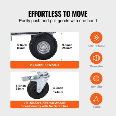Carrinho de Mão 2 em 1 , 318-454kg, em Alumínio e Aço Carbono