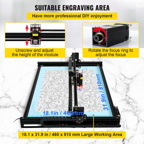 Máquinas de gravação a laser Área de trabalho Máquina de gravação de 460 x 810 mm, gravador a laser de 0,02 mm, fresagem de gravação de 450 nm