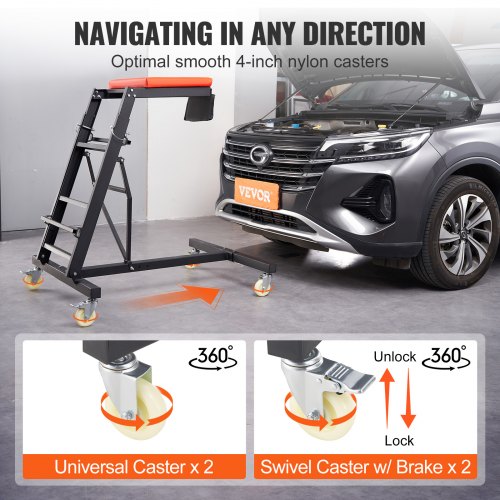 Automotive Topside Creeper Veí**los motorizados, trepadeira dobrável para reparo e manutenção de automóveis, com altura ajustável de 126 a 192 cm