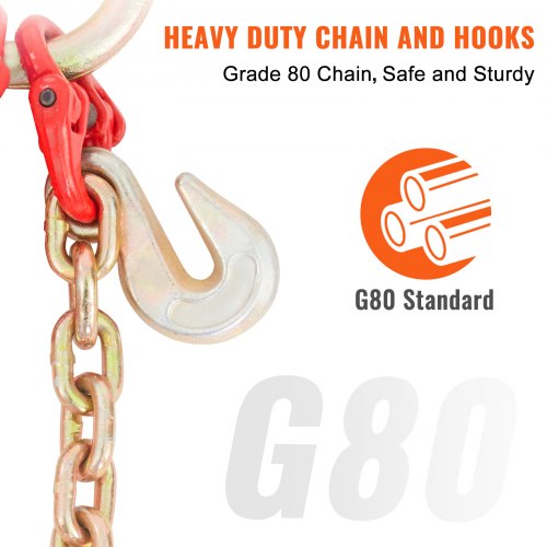 Corrente de arrasto V-Chain Bridle G80 com gancho RTJ, carga de 9.620 lbs, 5/16'' x 3'