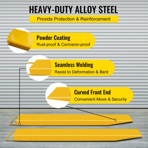 Extensões de garfo de palete 84'x4,5'' para empilhadeiras, empilhadeiras, deslizamento em aço