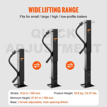 Macaco para reboque , macaco para reboque soldado, 12.000 libras, altura ajustável