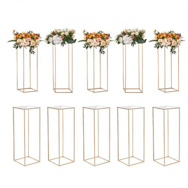 Conjunto de 10 bancos quadrados para flores 28 x 28 x 80 cm Suporte para flores Mesa lateral de ferro Coluna de flores moderna
