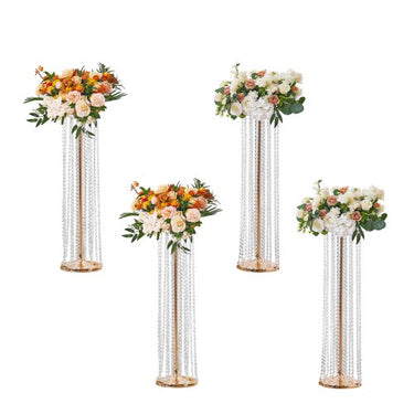 Conjunto de 4 bancos para flores 20x20x90cm Suporte para flores Mesa lateral de ferro Vaso de cristal moderno