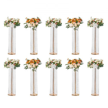 Conjunto de 10 bancos para flores 20x20x90cm Suporte para flores Mesa lateral de ferro Vaso de cristal moderno