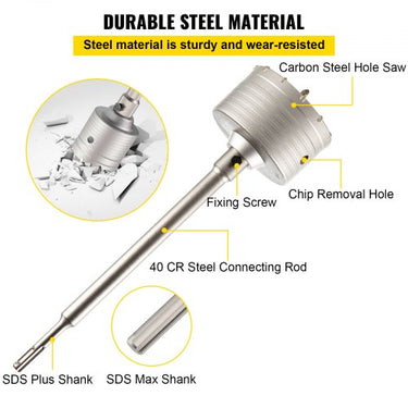 Conjunto de Brocas para Concreto  com Diferentes Tamanhos e SDS Max