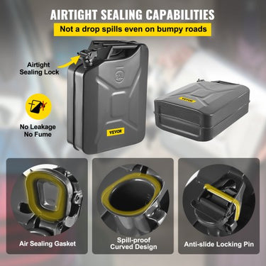 Recipiente de óleo Recipiente de combustível de 5,3 gal/20L com bico flexível para carros, preto