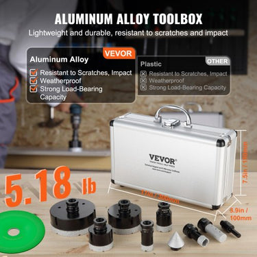 Kit de Brocas de Diamante  6 Peças com Serra Copo e Maleta