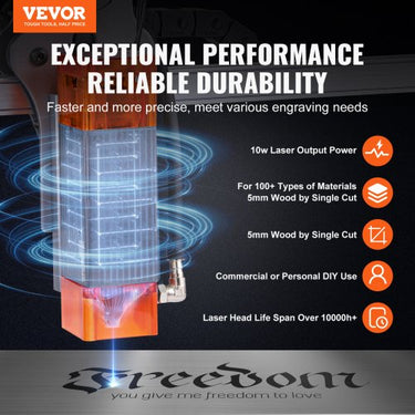 Máquina de gravação a laser Dispositivo de gravação de 10 W 40x40 cm Área de trabalho Gravação a laser 455 ± 5 nm Laser de luz azul 10.000 mm/min