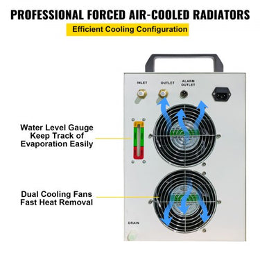 Refrigerador de água industrial CW-5200 Resfriamento de água 6L CO2 Laser Refrigerador de água, compressor de 1,4 kW de potência R-407C