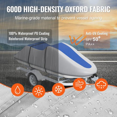 Capa para jet ski , capa PWC à prova d'água para reboque de 320-342 cm, tecido Oxford PU de grau marinho 600D resistente, capa Seadoo resistente a UV