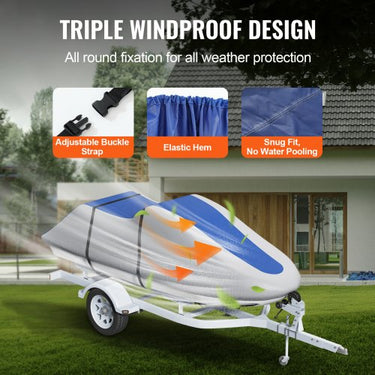 Capa para jet ski , capa PWC à prova d'água para reboque de 320-342 cm, tecido Oxford PU de grau marinho 600D resistente, capa Seadoo resistente a UV