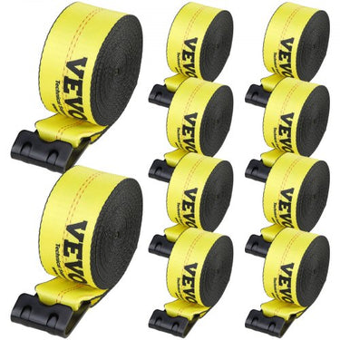 Truck Straps Cintas de guincho 4'x40' com gancho plano para reboque, pacote de 10, amarelo
